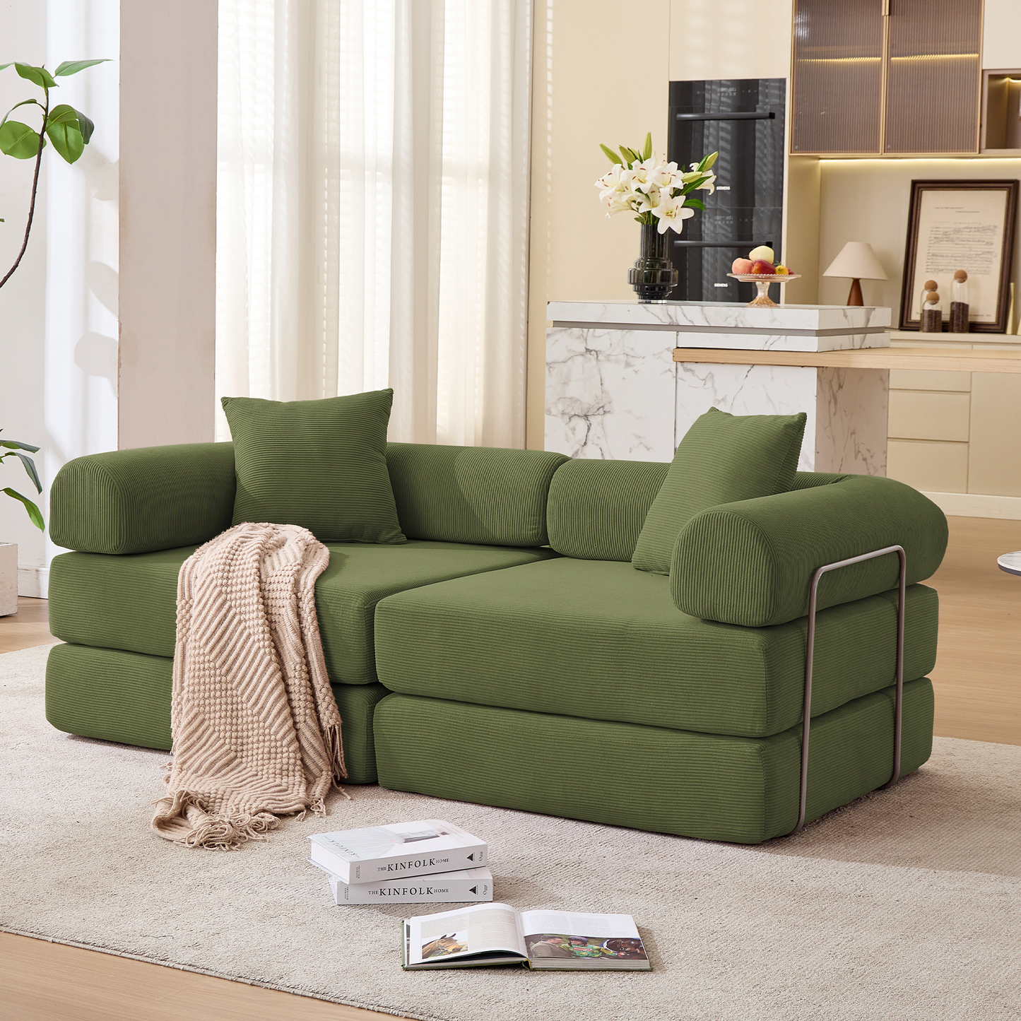 Modular Couch Sofa Bed for Apartment | Convertible Sofa Bed, Fixed-Shape Frame & Removable Armrests – No Assembly, Folding Mattress Couch for Small Spaces