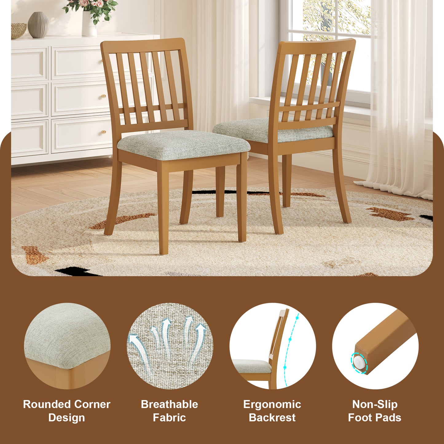Folding Wood Dining Table + Upholstered Chairs Set for 2~4 People | Drop-Leaf Round Table, 250 lbs Capacity, 3 Color Options