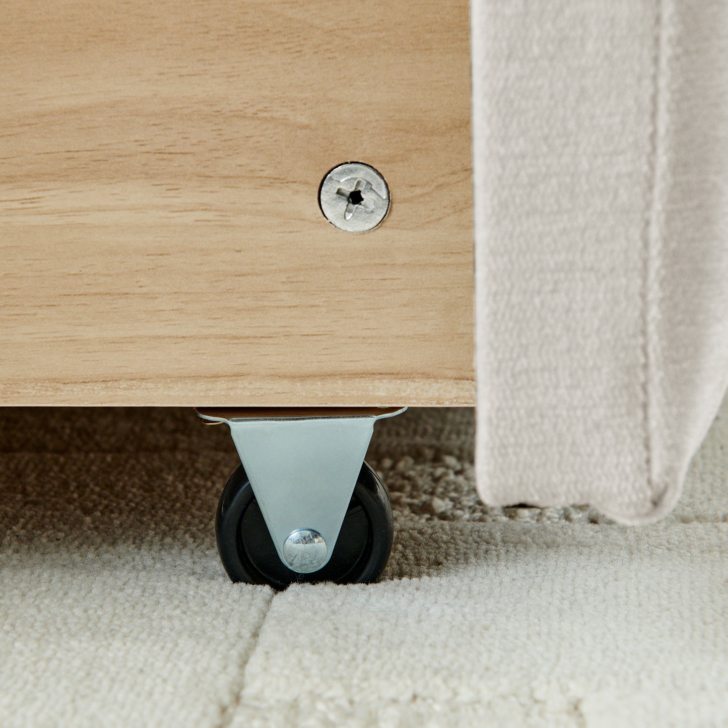 California King size Upholstered Bed Frame, Chenille fabric with headboard and solid bed frame. With drawer for storage