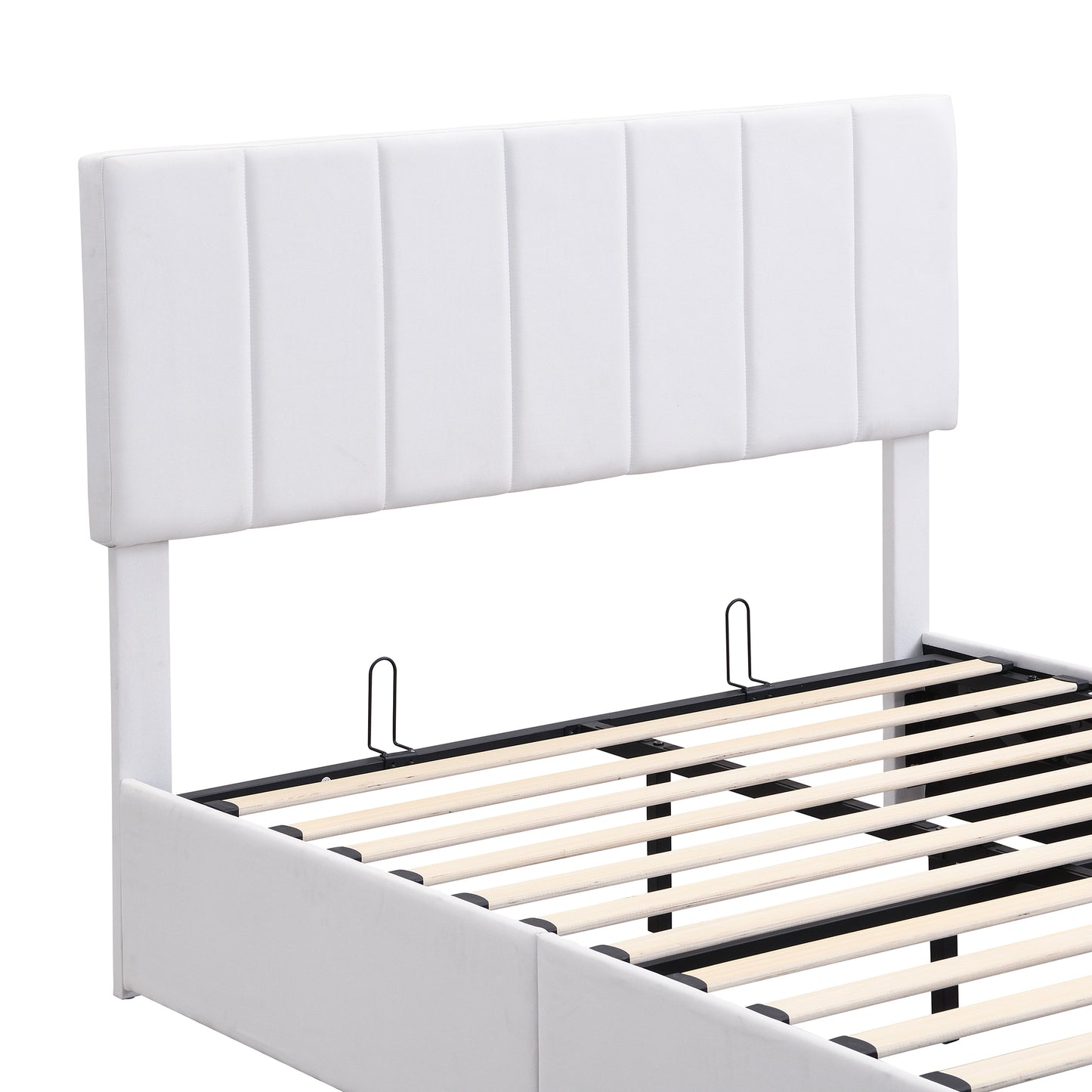 Upholstered Platform Bed featuring Hydraulic Storag