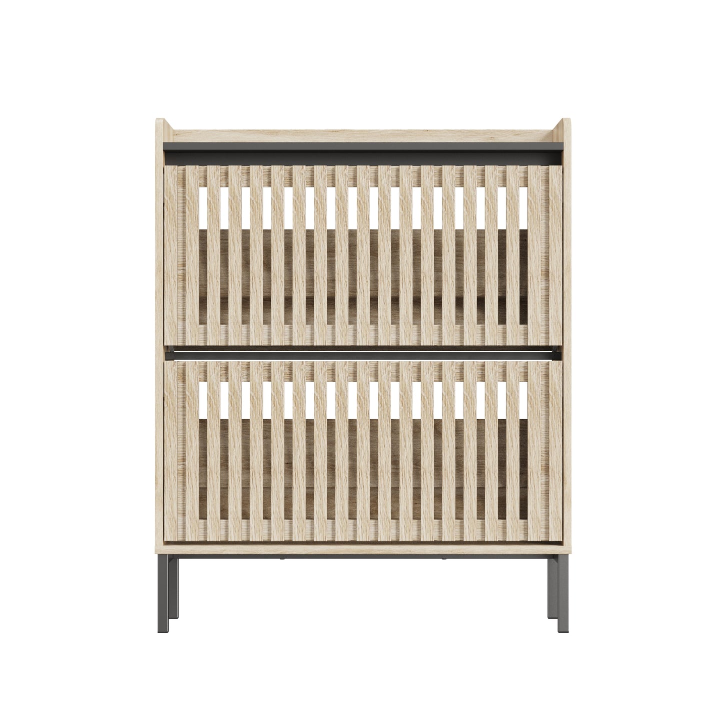 Modern Minimalist 2 Flip Shoe Cabinet for Entryway