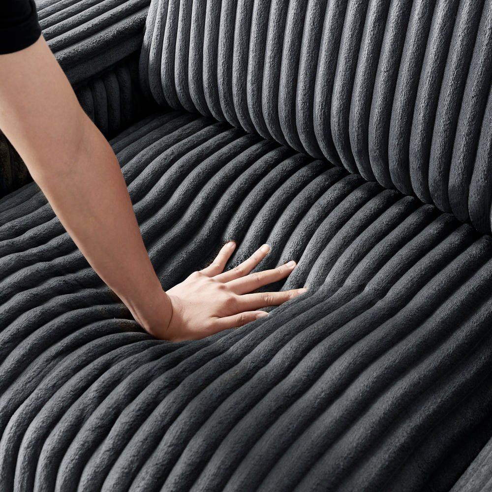 Plush Corduroy Loveseat Sofa  With Square Storage Armrest USB port