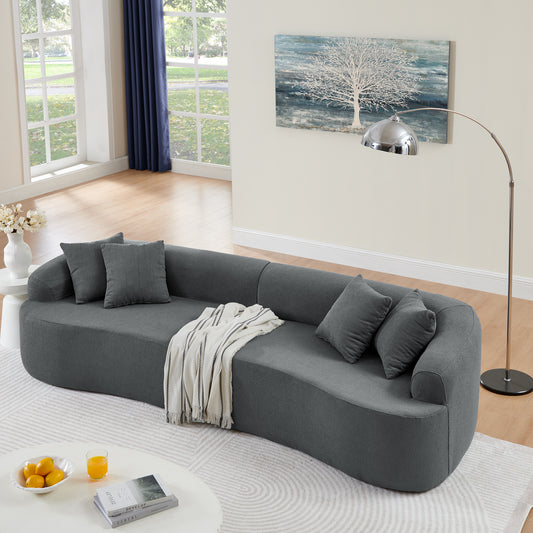 Curved Modular Sectional Sofa in Lamb's Wool Fabric, Modern Minimalist Style, Compressed (No Assembly Required)
