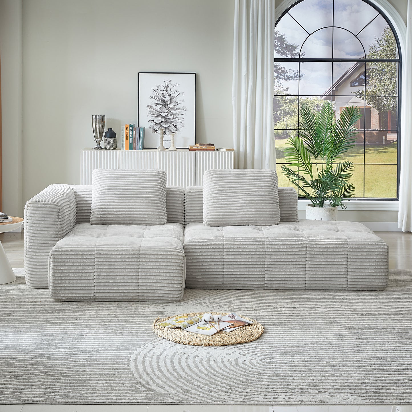 L-Shape Modular Compressed Couch,Sectional Sofa with Chaise Lounge,No assembly required