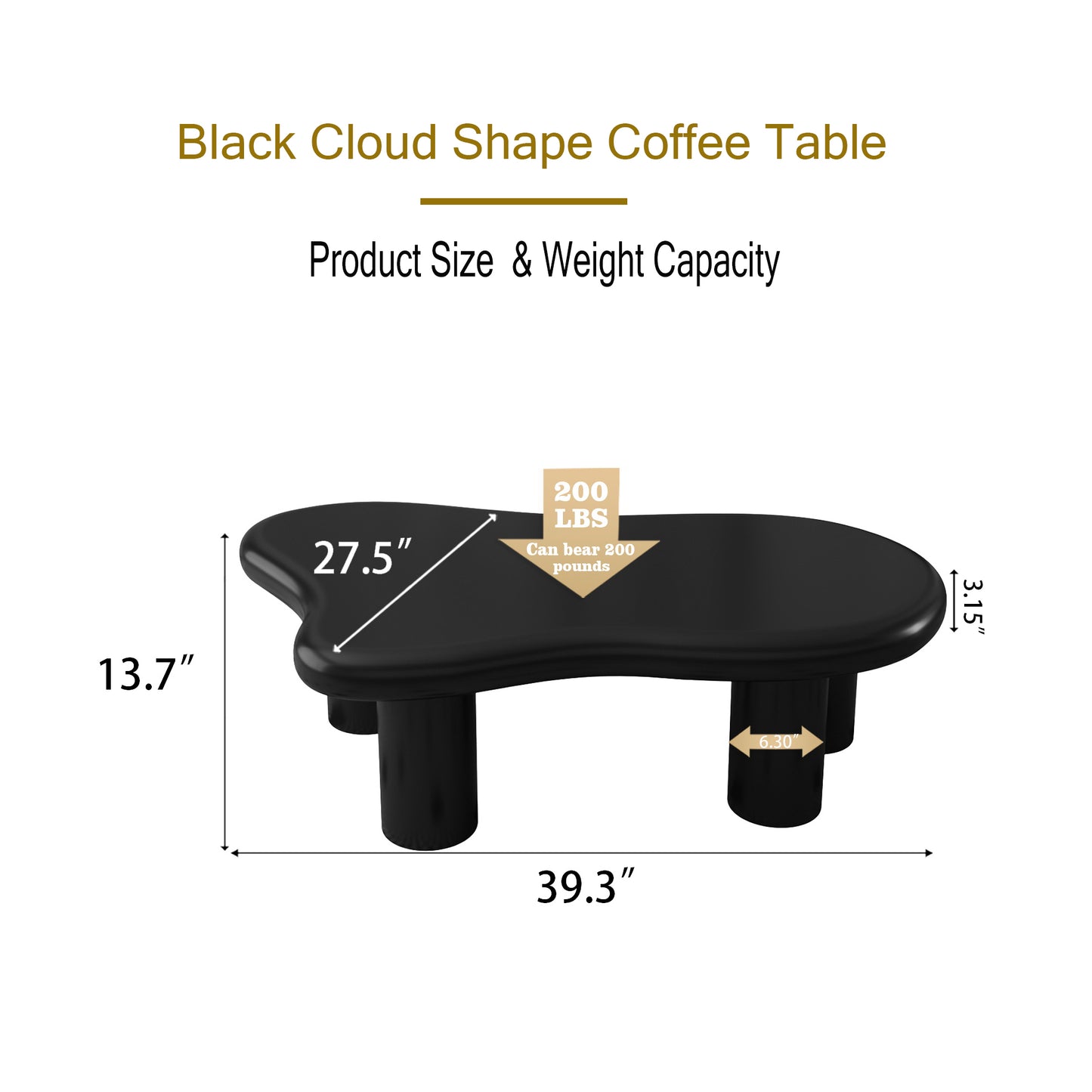 40 Inch Cloud Shaped Coffee Table