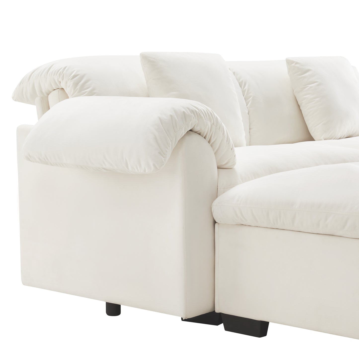 3 - 4 Seater Modular Sofa: U/L - Shape, Storage Ottomans, Velvet 2 Color