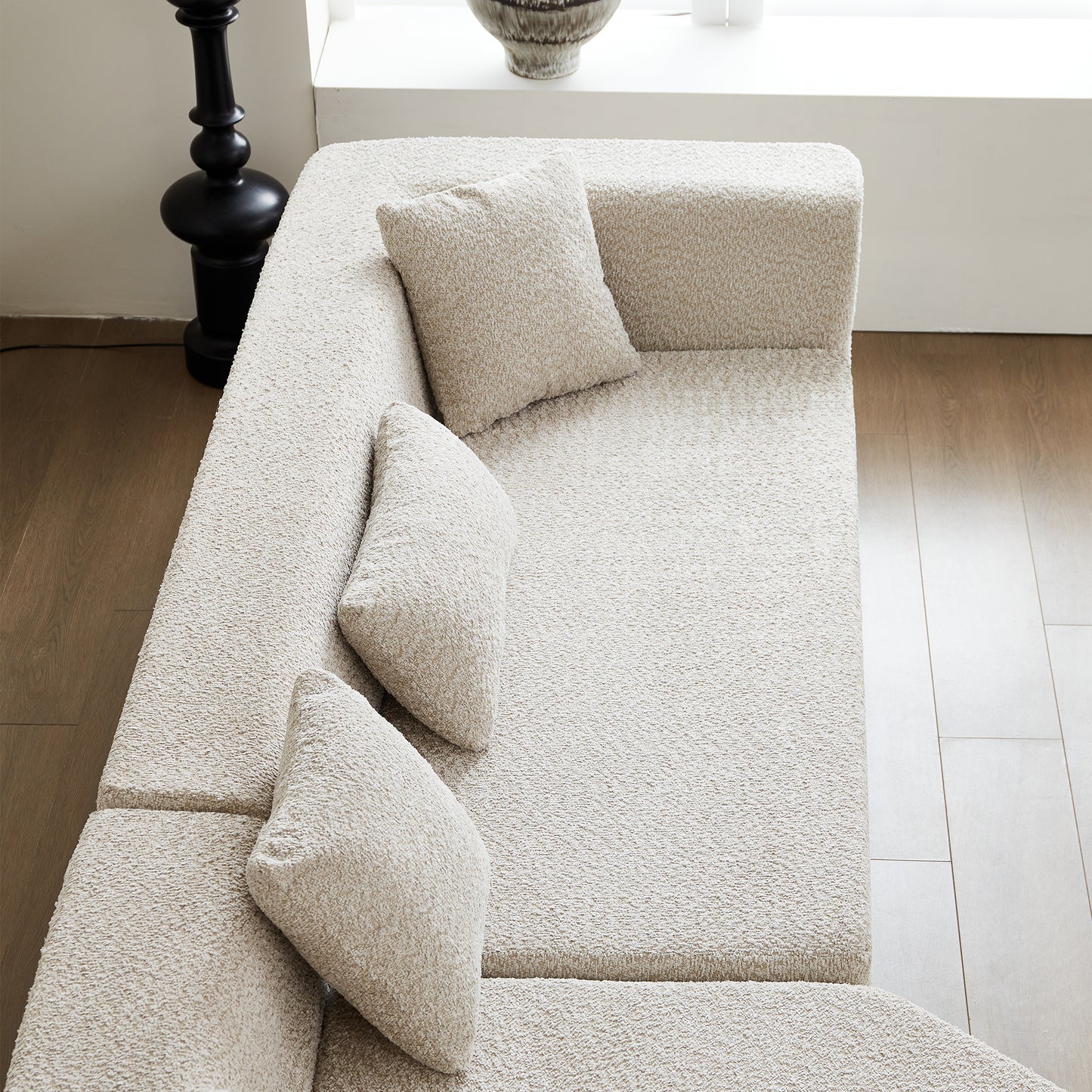 127.5'' Modern Minimalist Sectional Cloud Couch: Deep Seat, No - Assembly Needed