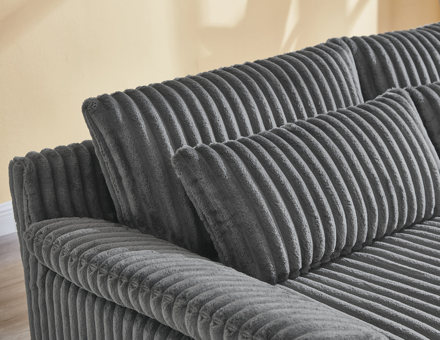 Cloud Corduroy Loveseat Sofa – Modern 2-Seater Comfy Couch for Small Spaces, Living Room, Bedroom, Apartment (Gray/Orange/Green)
