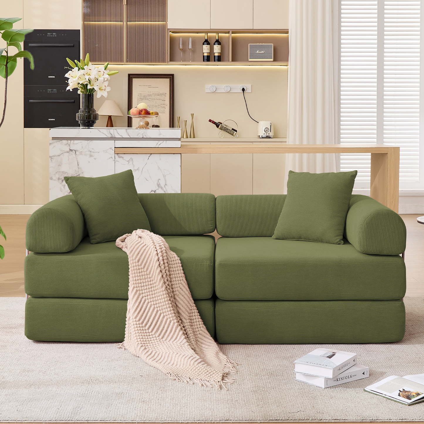 Modular Couch Sofa Bed for Apartment | Convertible Sofa Bed, Fixed-Shape Frame & Removable Armrests – No Assembly, Folding Mattress Couch for Small Spaces