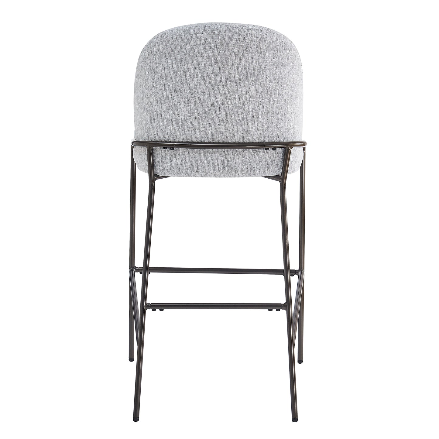 Metal Upholstered Barstool – Antique Bronze Frame with Gray Fabric, Set of 2 – Modern Industrial Bar Stools