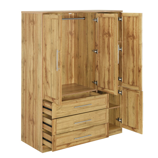 4 - Door Wardrobe Armoire Closet: 3 Drawers for Ample Storage