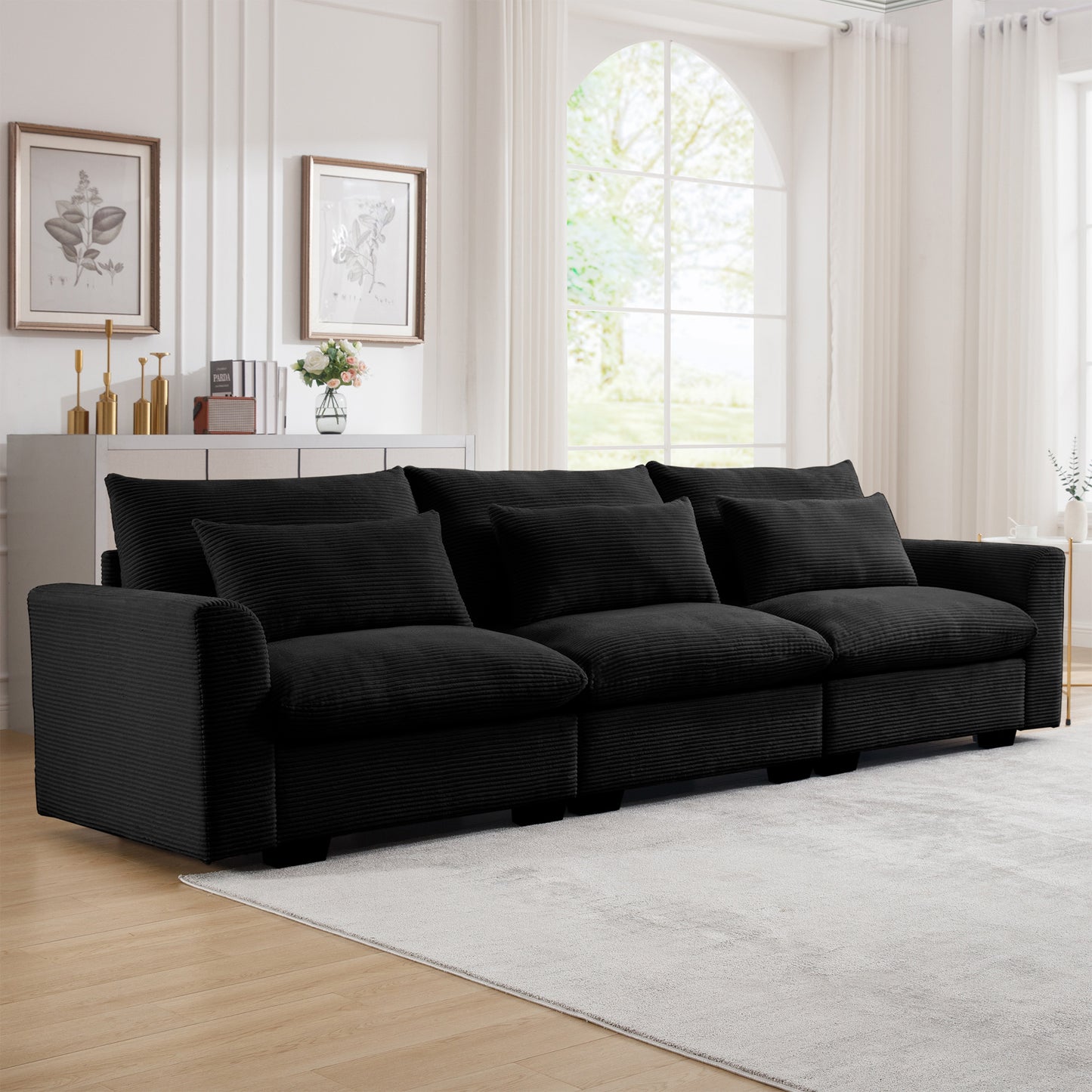 Corduroy Deep Seat Accent Chair & Loveseat Sofa & 3 Seaters & 4 Seaters Couches – Modular Sofa Collection