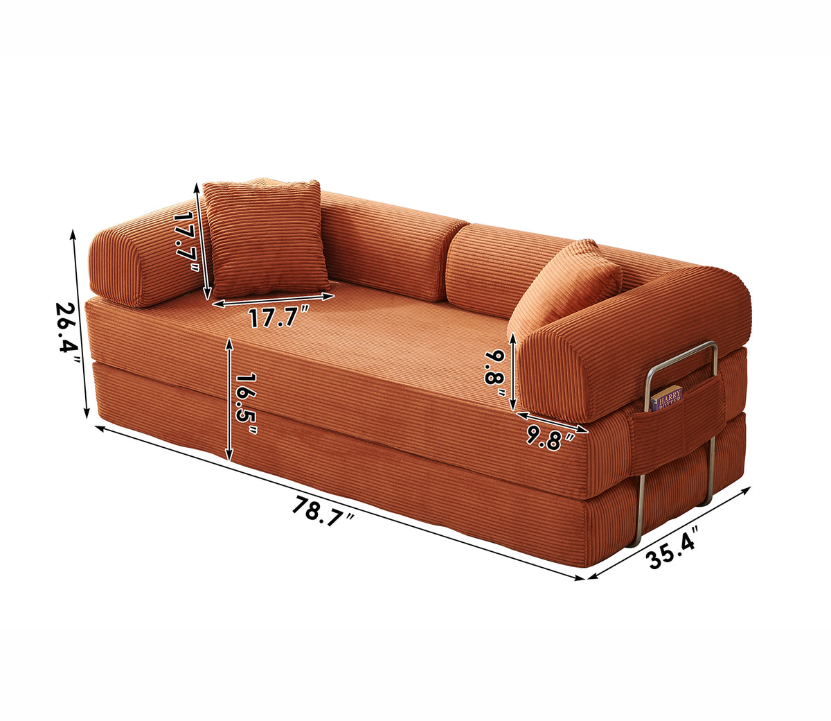 Convertible Floor Sofa Bed – Pillow Back Support, Armrest Loveseat, Boneless Couch Sleeper