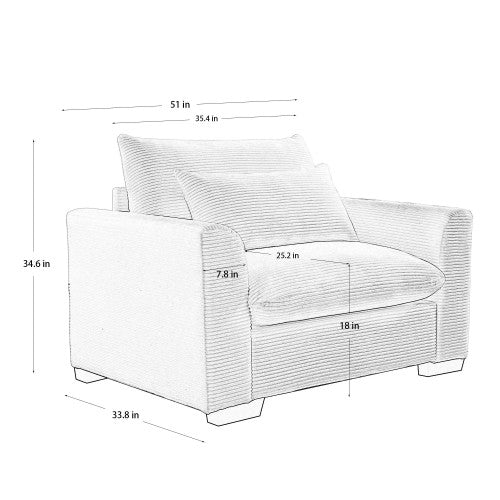 Corduroy Deep Seat Accent Chair & Loveseat Sofa & 3 Seaters & 4 Seaters Couches – Modular Sofa Collection