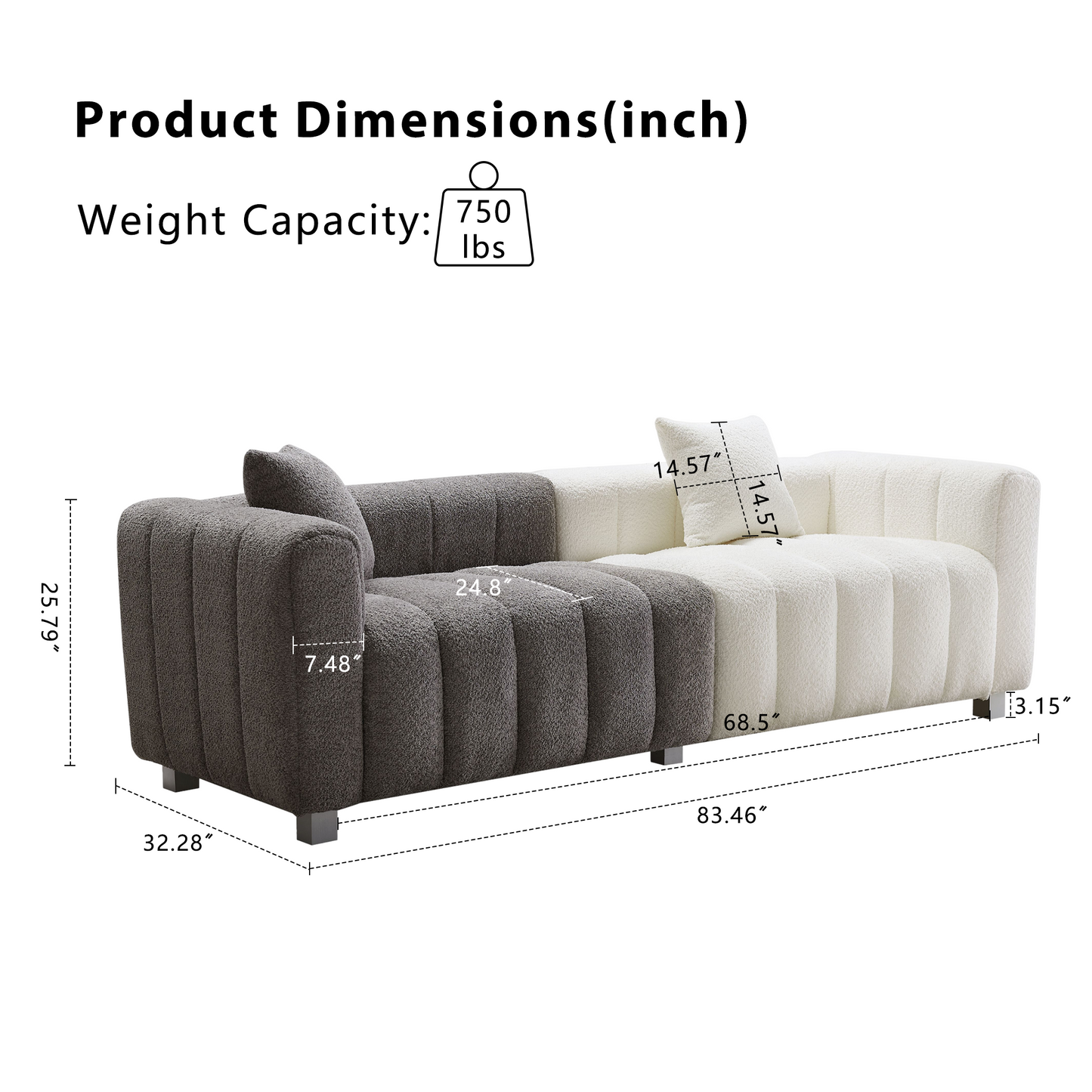 Premium Velvet Sofa 3-Seater Loveseat | Modern Bubble Upholstered Couch with Metal Base Legs + 2 Pillows – Modular Piano Design