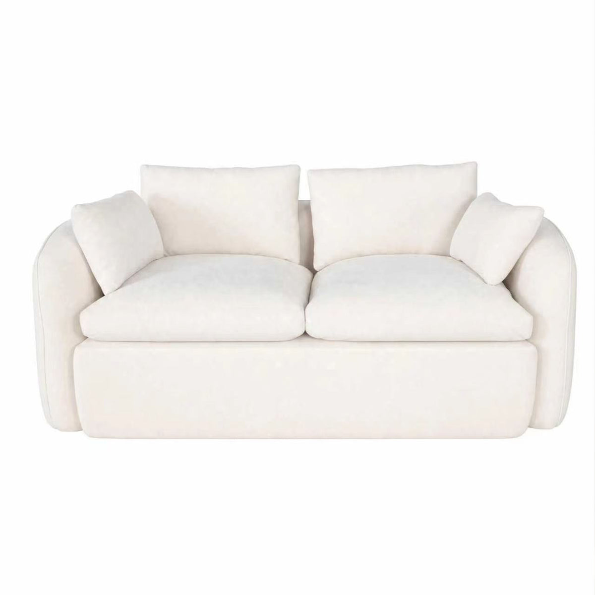 Fully Sponge Compressed Sectional Sofa – High Resilience Foam, White Chenille, Modular Loveseat/ L-Shaped Sofa