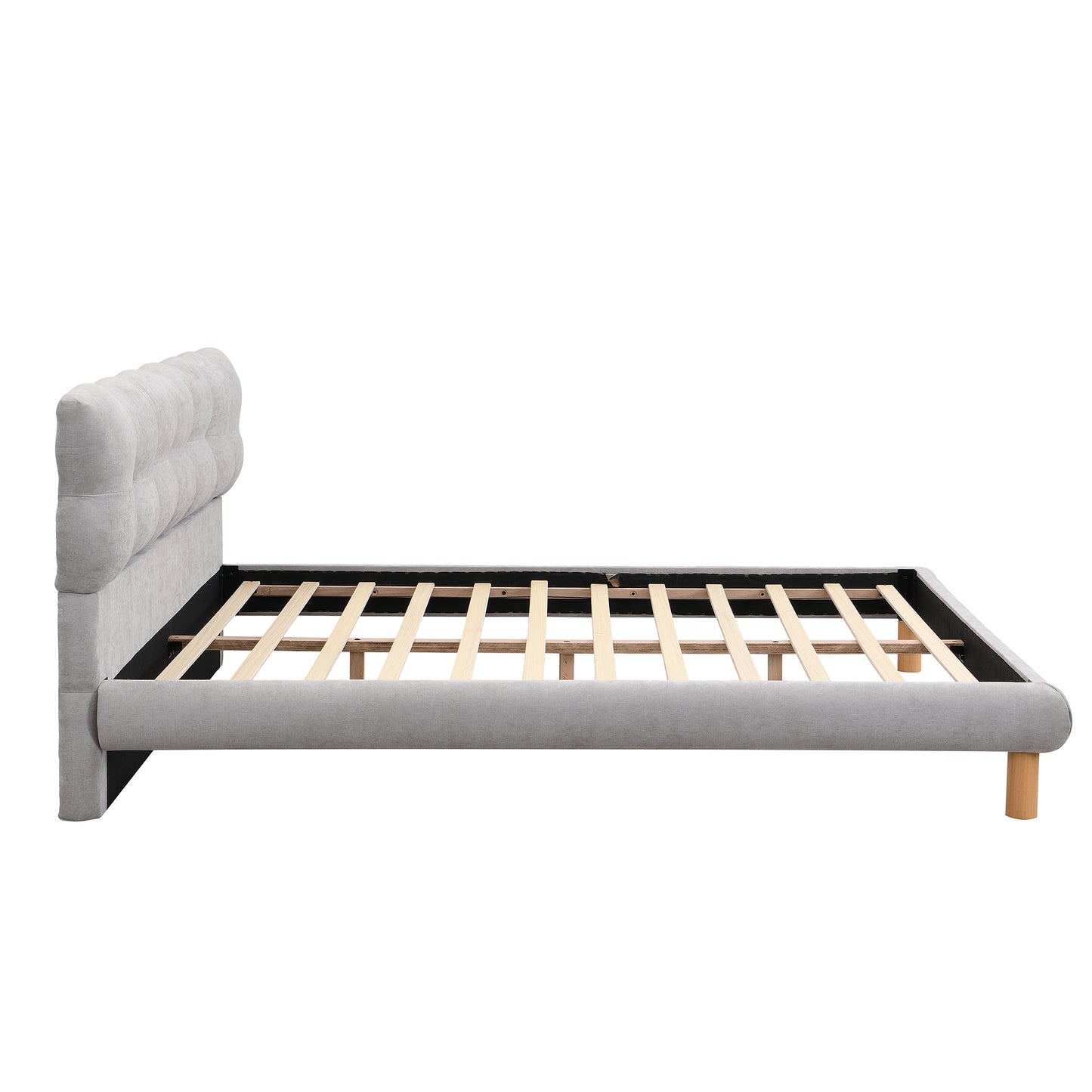 Cozy Upholstered Platform Bed: Cookie - Shaped Headboard, Effortless Assembly