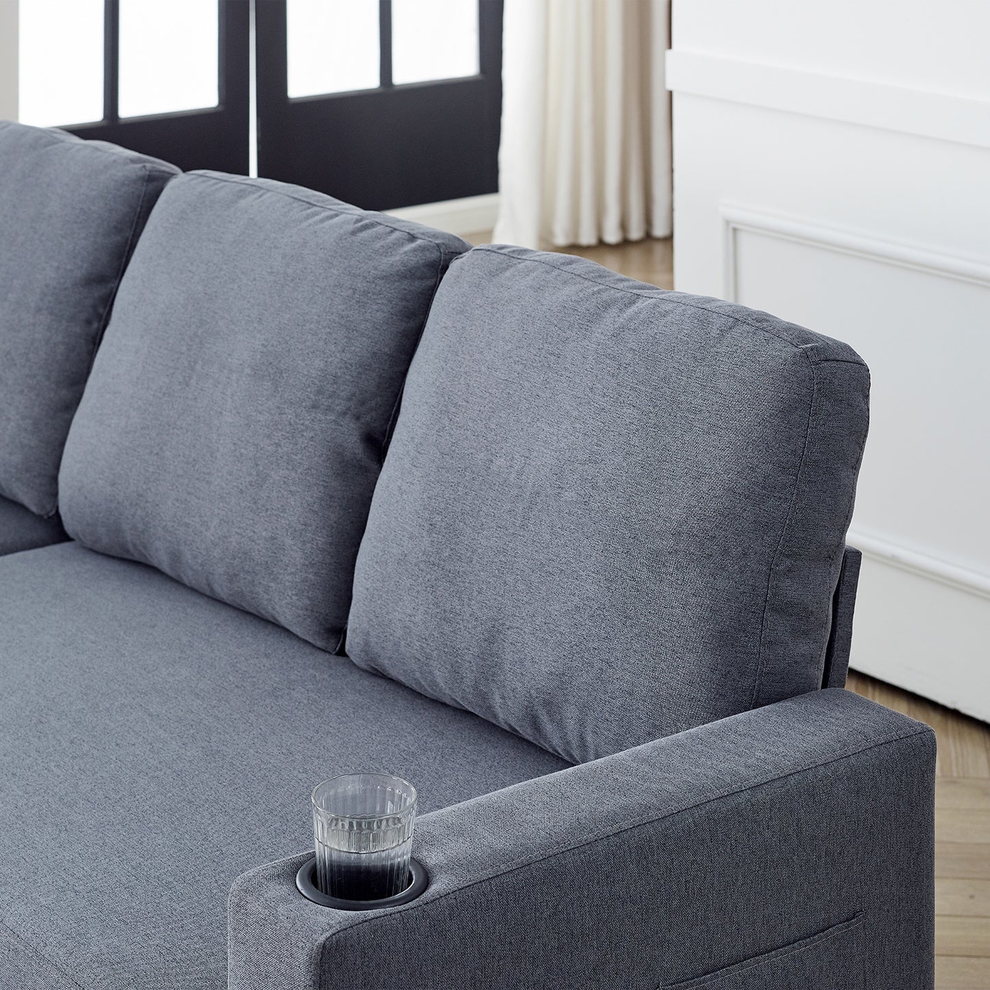 L-Shaped Combo Sofa Bed Reversible Sleeper Combo Sofa with Pullout Bed