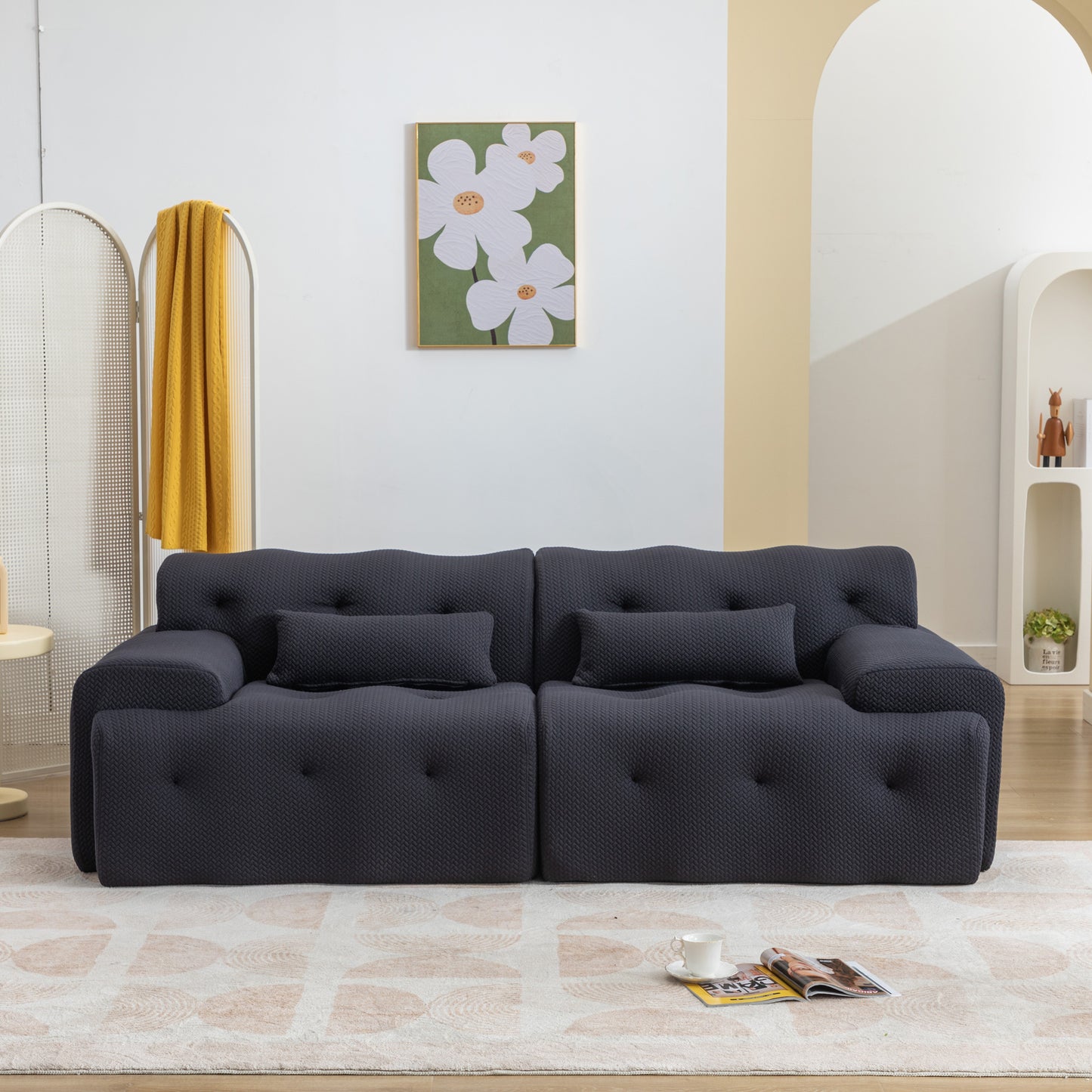 Modern Living Room Lounge: Large 2 - Seater Pure Foam Comfy Sofa Couch