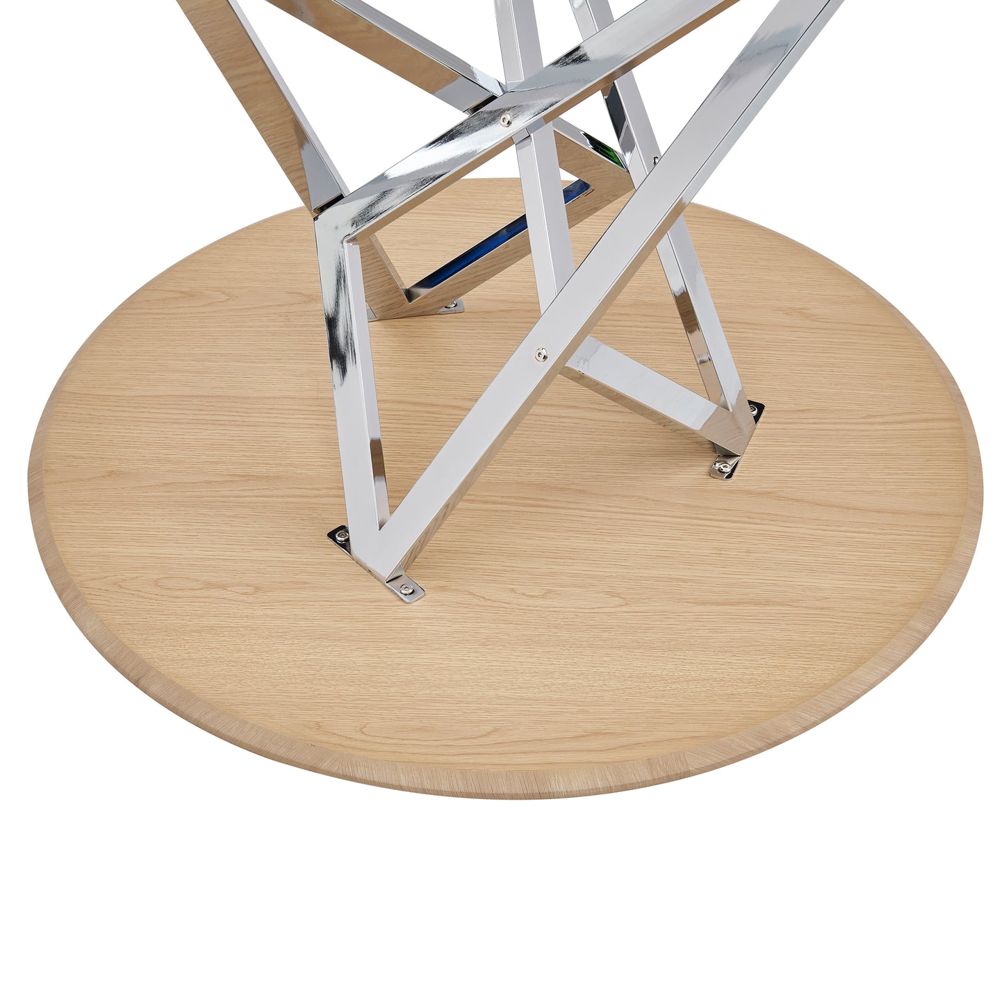 37 Inch Round Dining Table, Small Round Kitchen Table With Silver Metal Legs, Suitable For 2 To 4 People