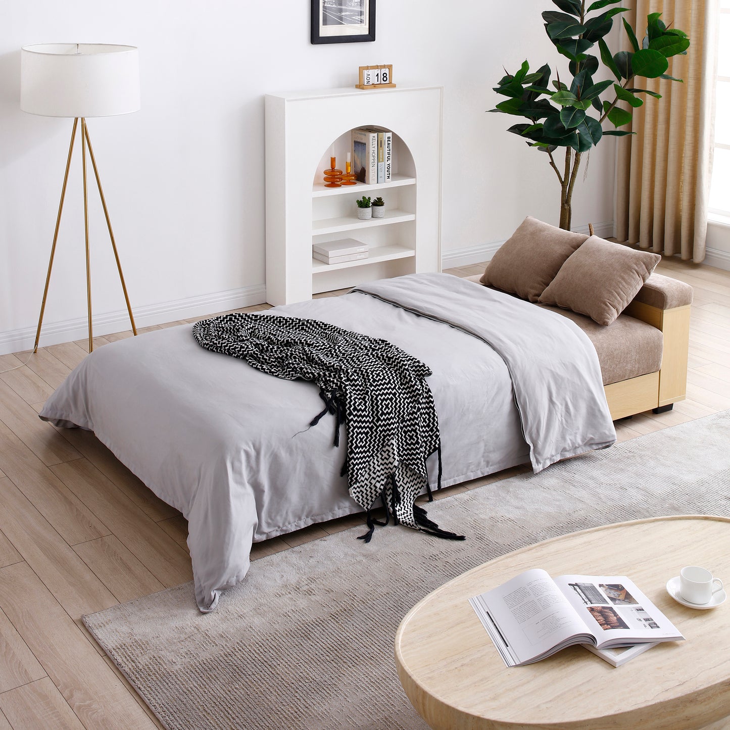 Convertible Sleeper Sofa Couch: Multifunctional, Double Folding with Storage