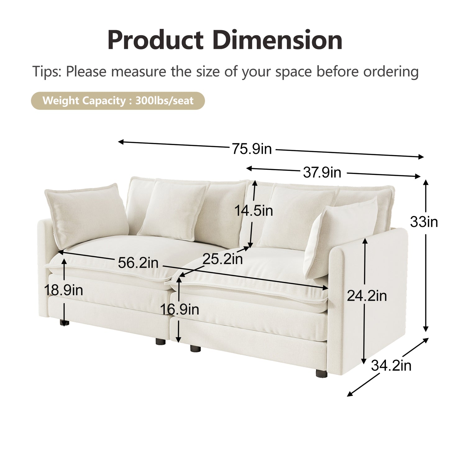 Sectional Sofa with Reversible Footrest – 2-4 Seater Convertible Corner Couch with 1-2 Ottomans, Modern Minimalist Chenille Sofa