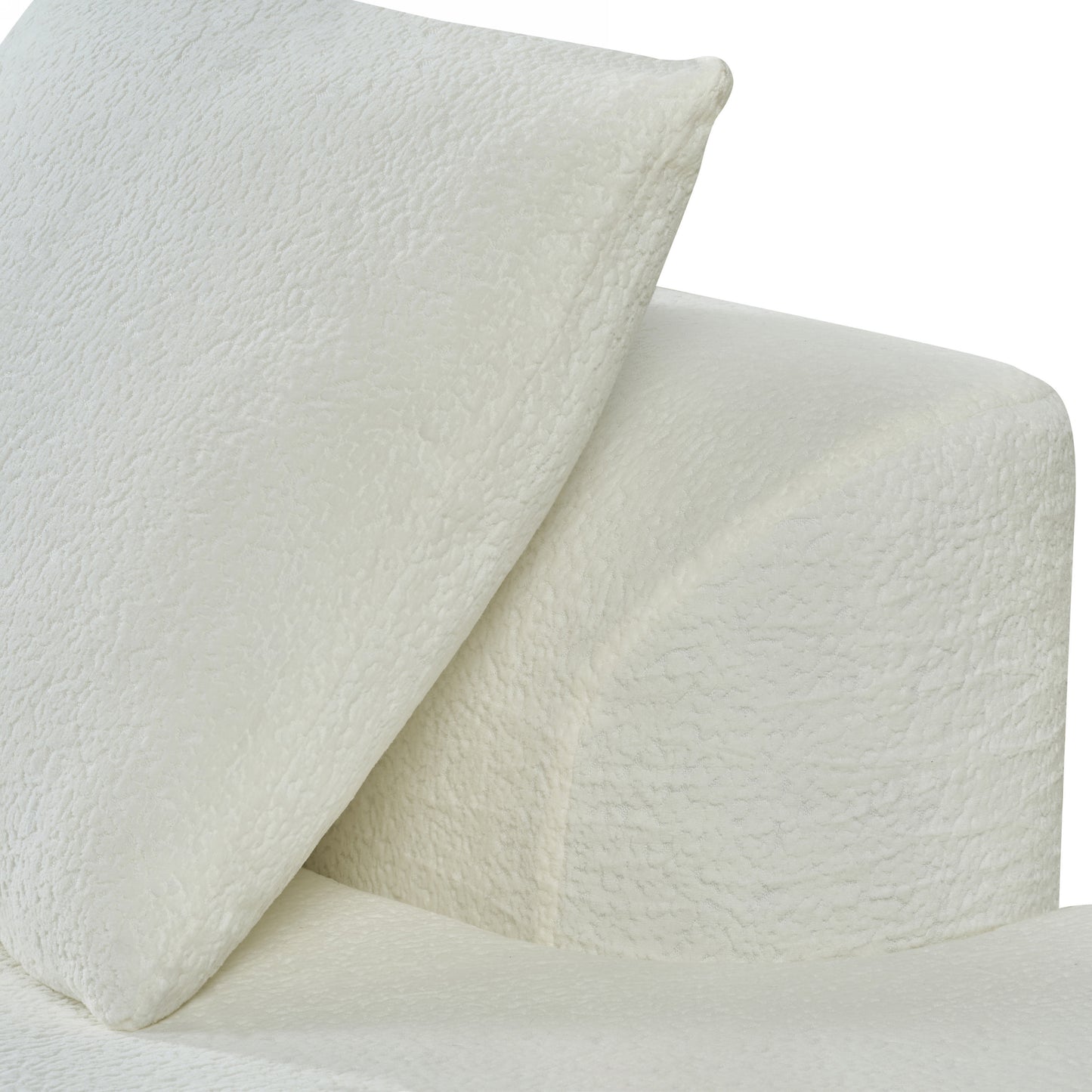 Fully Assembled 116" Modern Curved Sectional with Chaise: High - Density Compressed Sponge, Pearl Upholstery - Ideal for Living Rooms