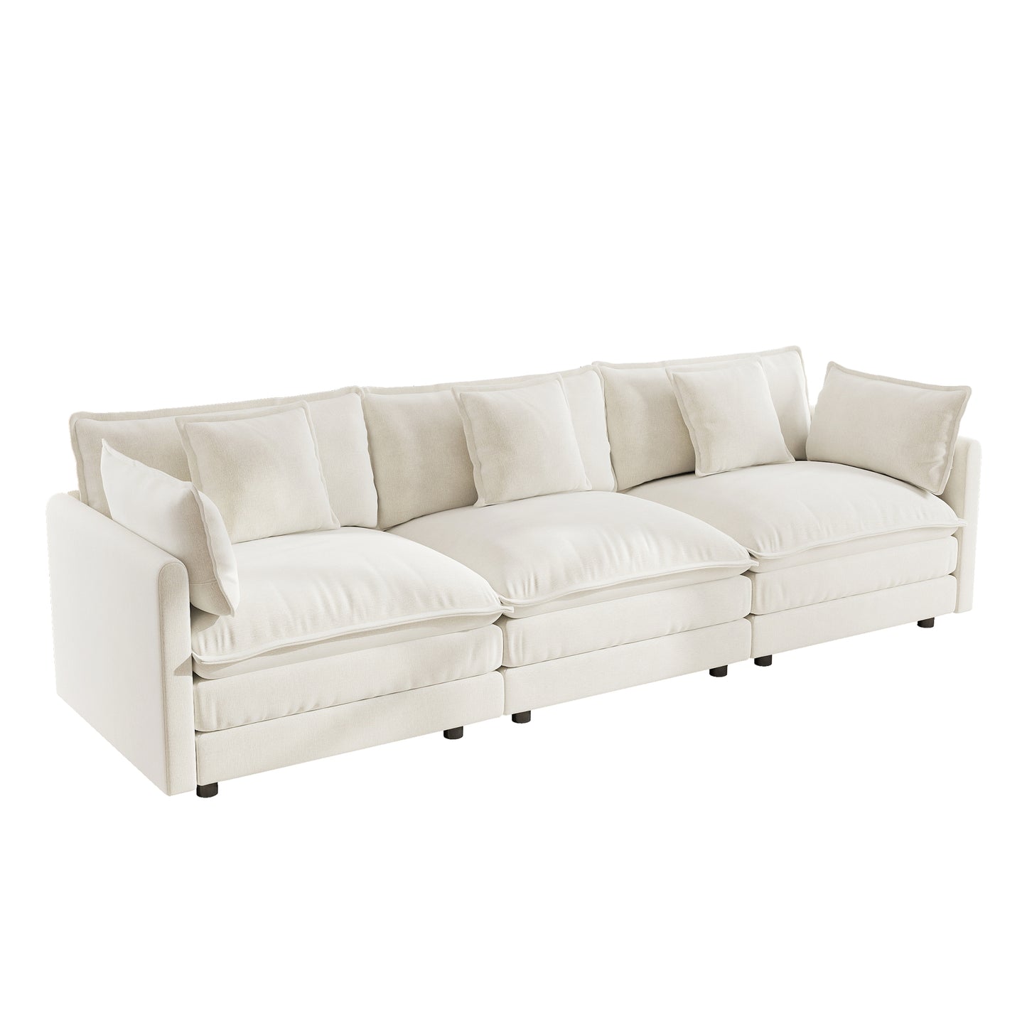 Sectional Sofa with Reversible Footrest – 2-4 Seater Convertible Corner Couch with 1-2 Ottomans, Modern Minimalist Chenille Sofa
