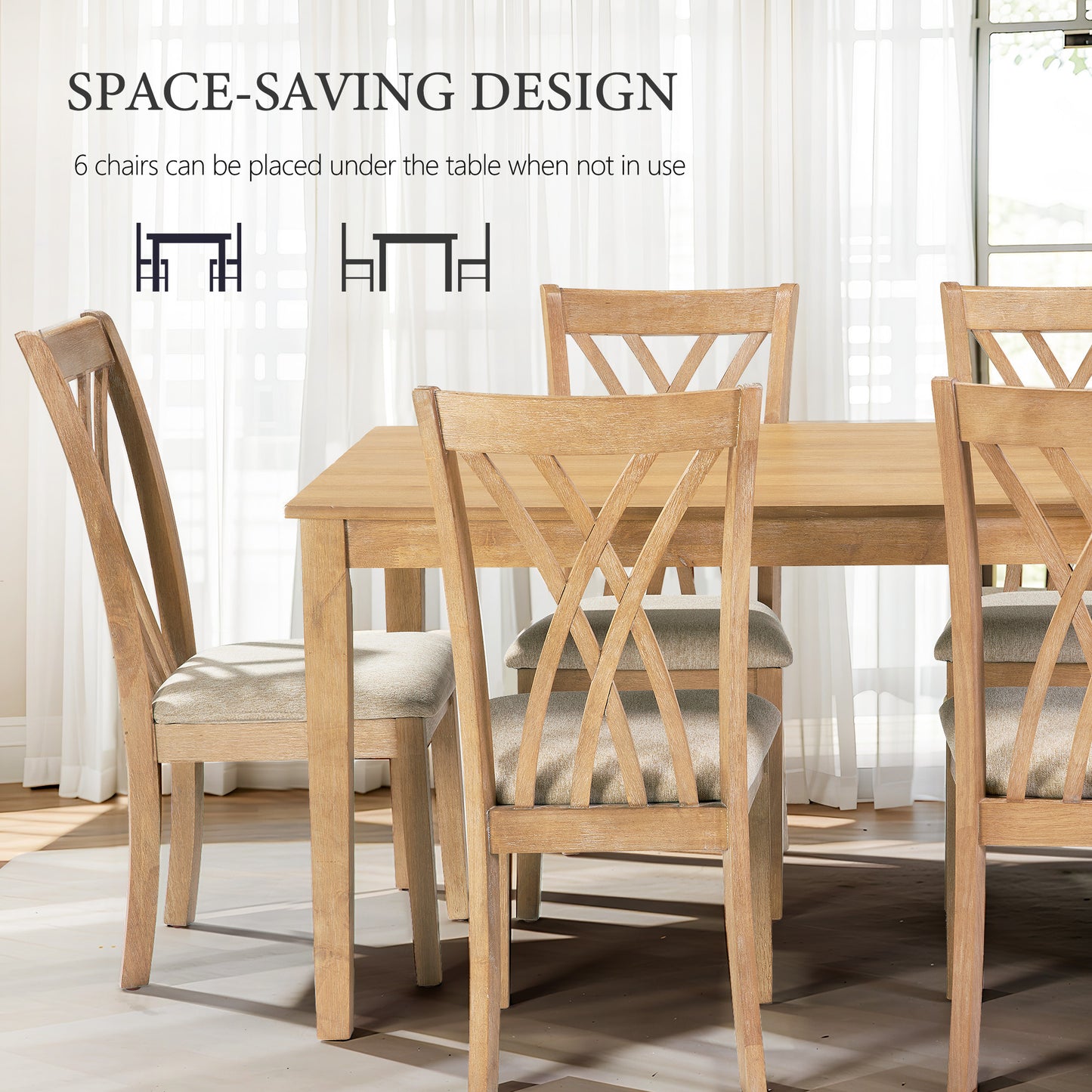 Modern Rubber Wood Dining Set with 4-6 Chairs for 4 - 6 Person Gatherings
