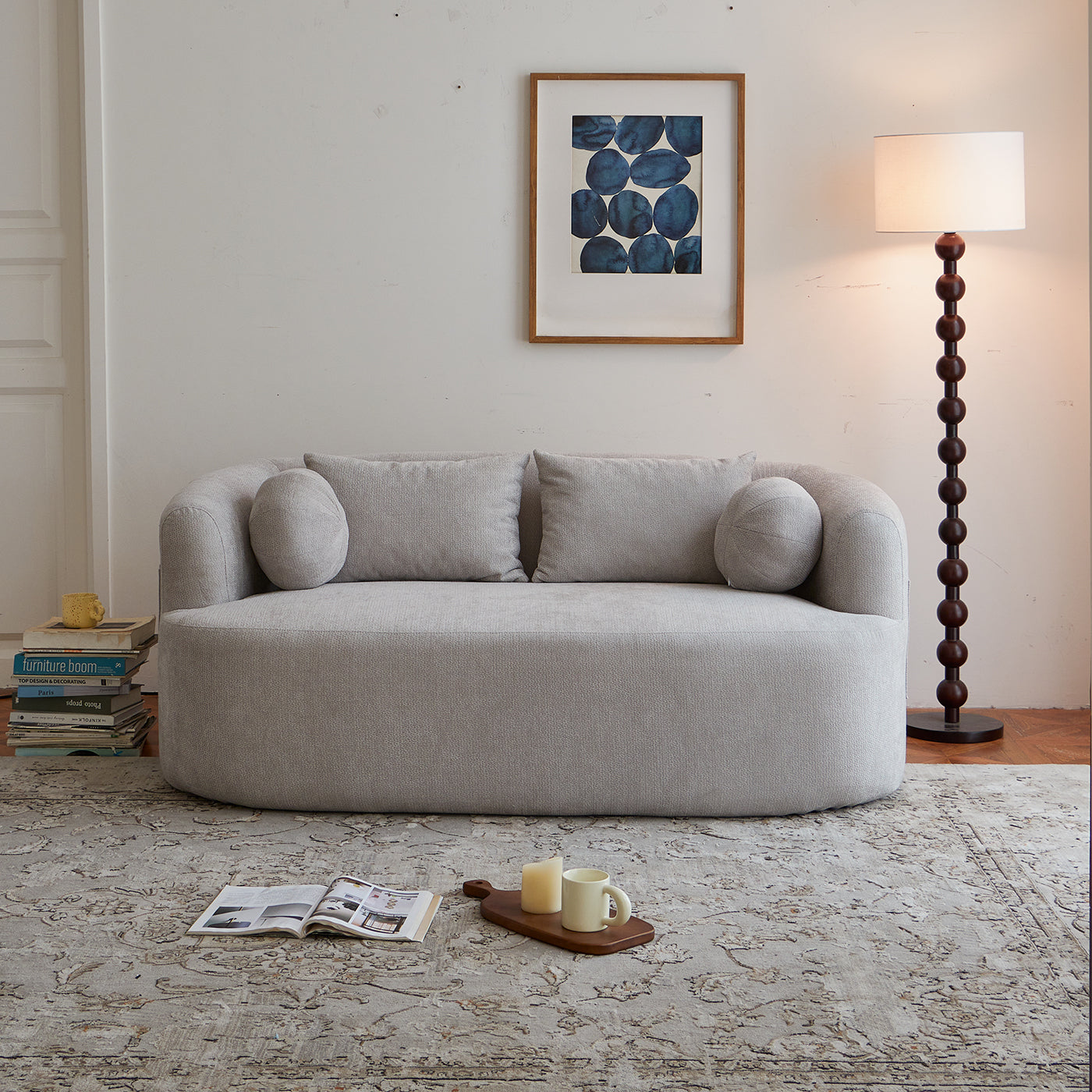 Sofa-in-a-Box, Memory Foam 2-Seater Couch, No Installation & Easy to Transport, Deep Seat Modern Sofa with chenille Fabric