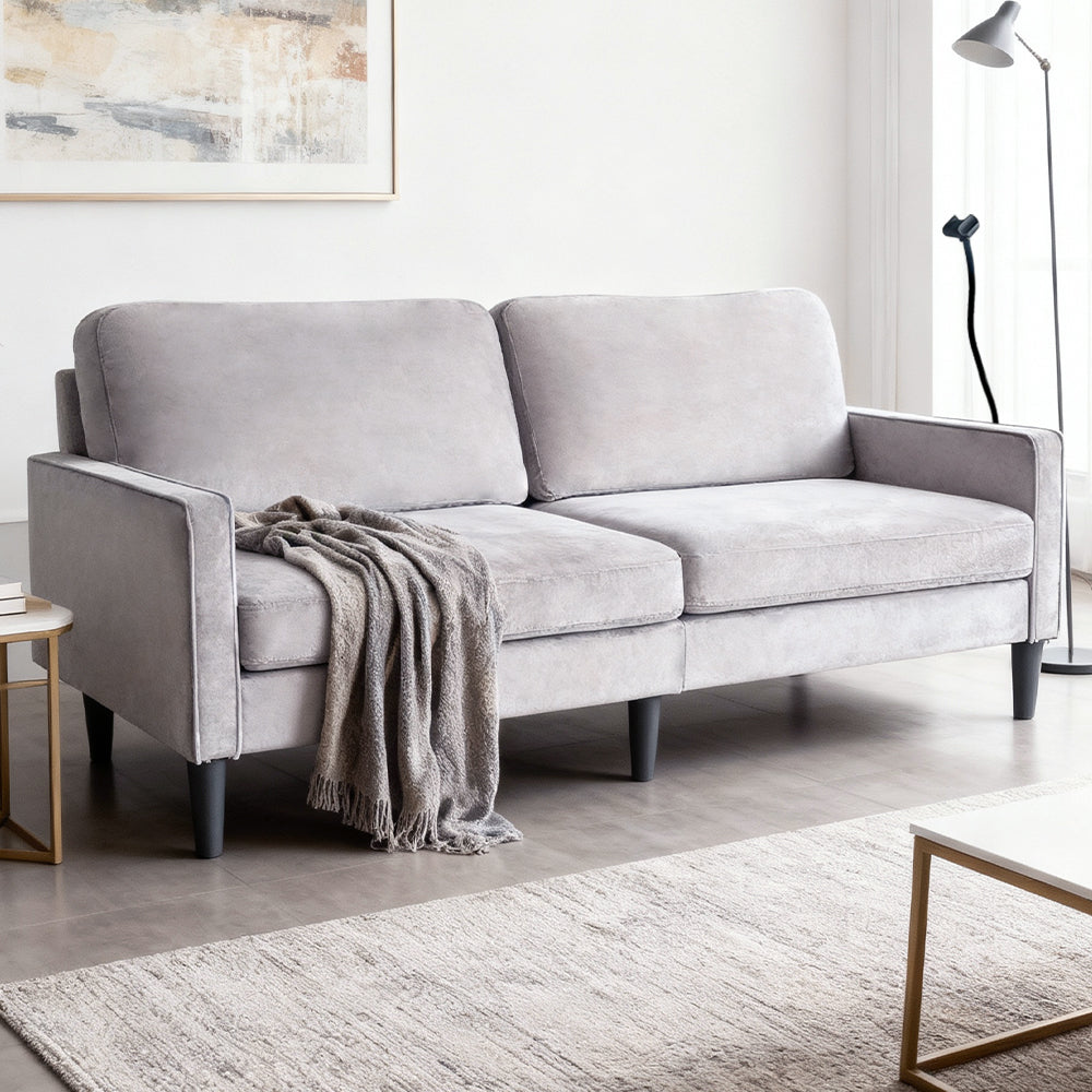 Modern Loveseat Sofa for Living Room | Linen Recliner, Removable Cover, Spring Cushions, Solid Wood Frame – Easy Assembly for Small Spaces (Gray)