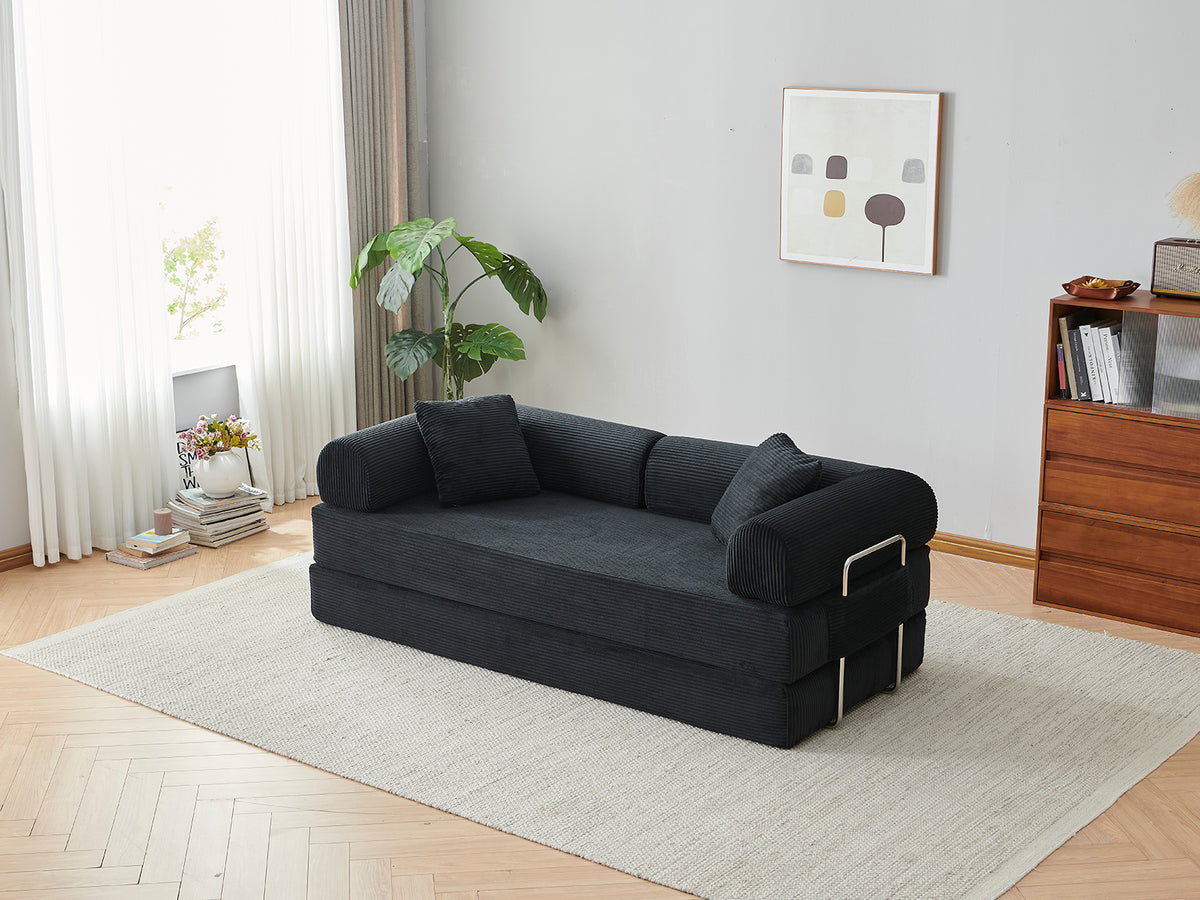 Convertible Floor Sofa Bed – Pillow Back Support, Armrest Loveseat, Boneless Couch Sleeper
