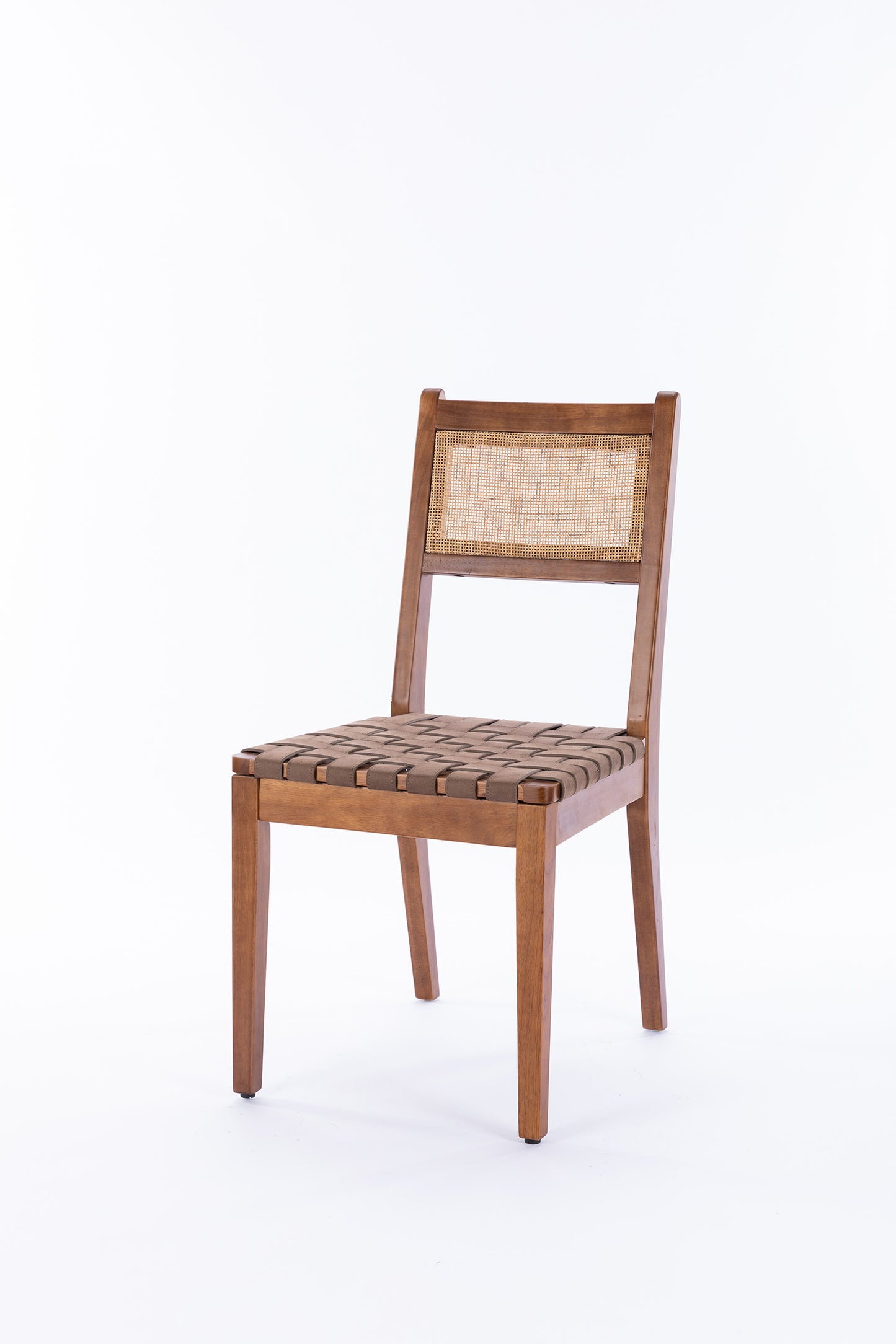 Rattan Leather Woven Strips Kitchen Dining Chair Set Of 2