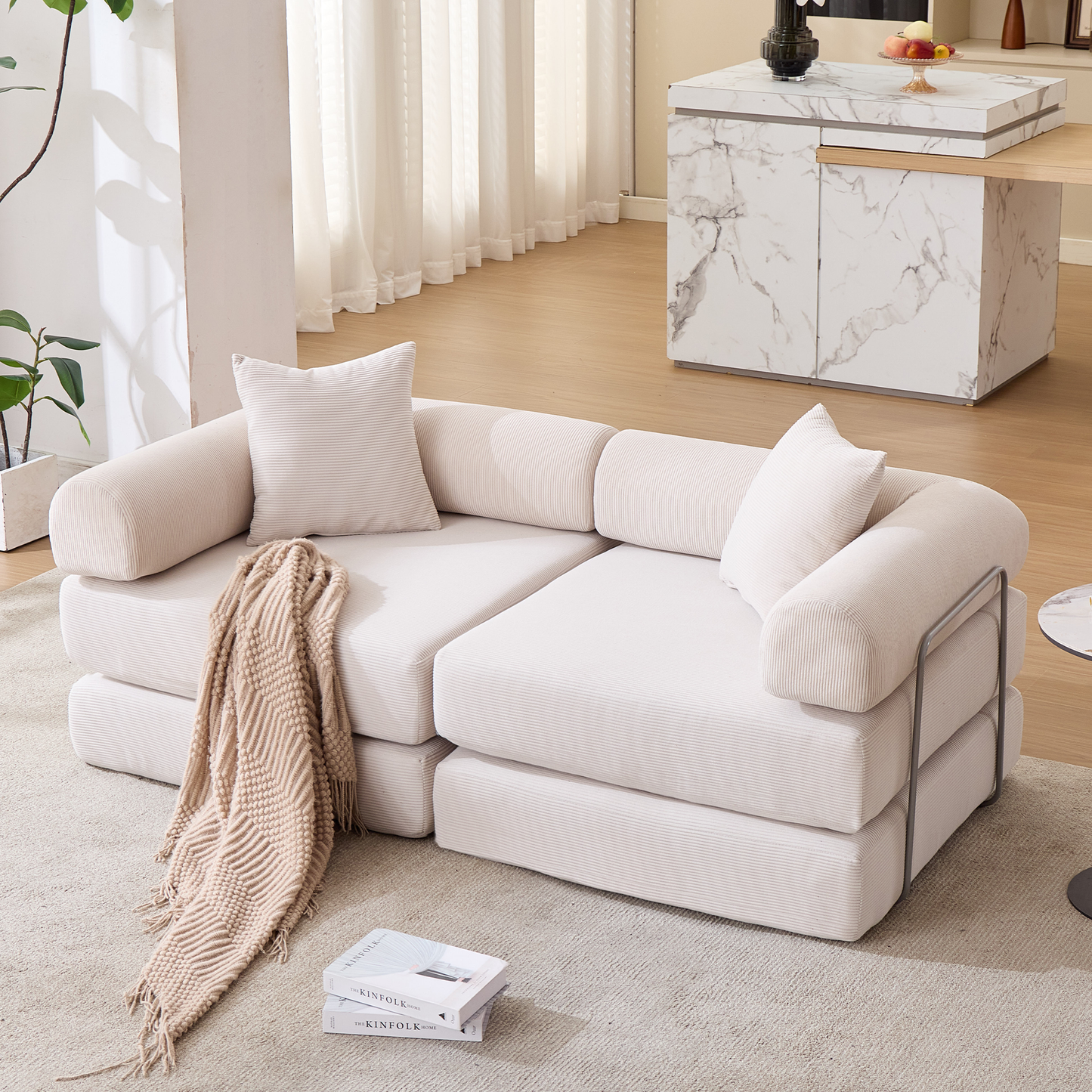 Modular Couch Sofa Bed for Apartment | Convertible Sofa Bed, Fixed-Shape Frame & Removable Armrests – No Assembly, Folding Mattress Couch for Small Spaces