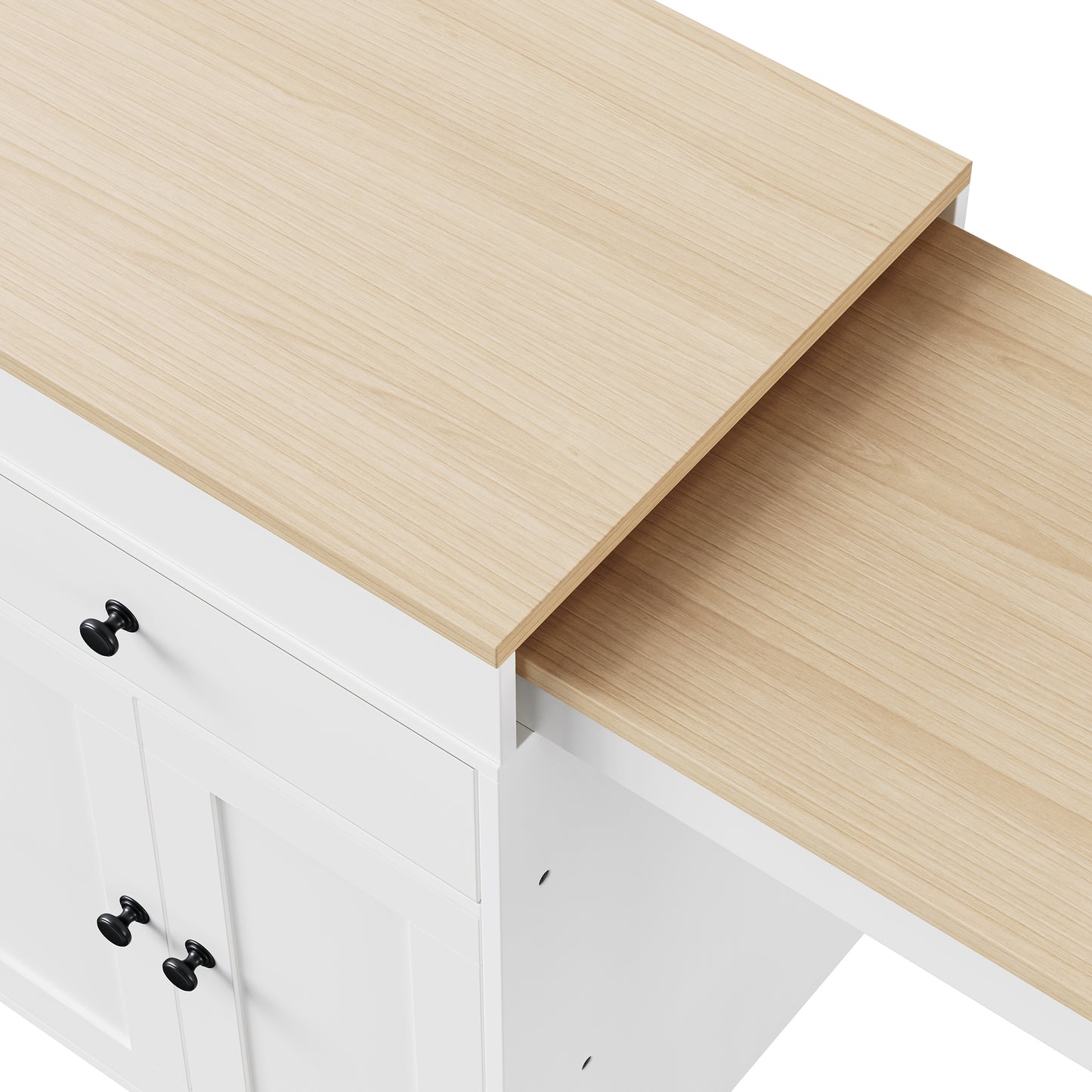 74.5" Kitchen Island - Extendable Table, Rolling Cart