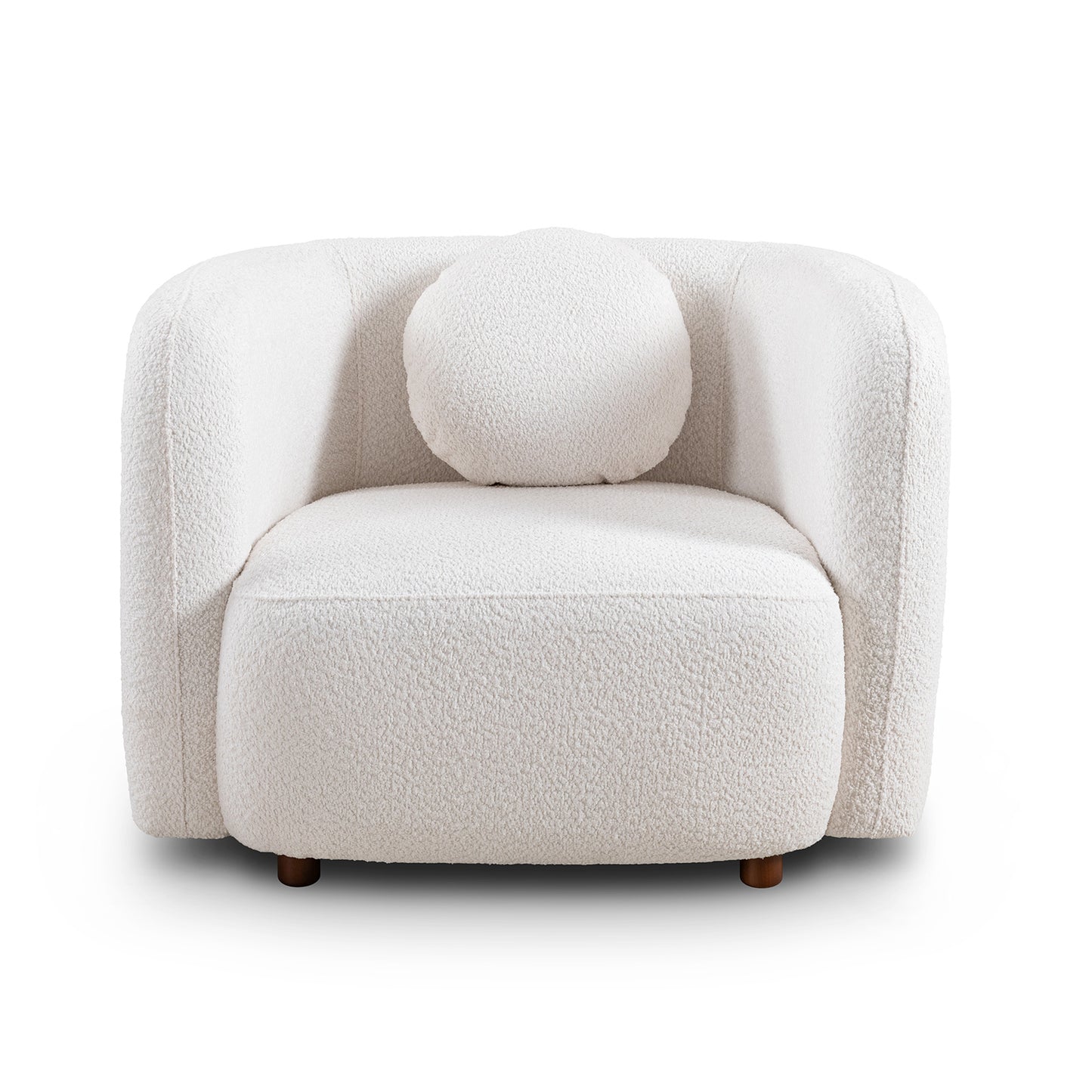 Accent Square Sofa Chair: Boucle - Upholstered Japandi Style for Living Room White