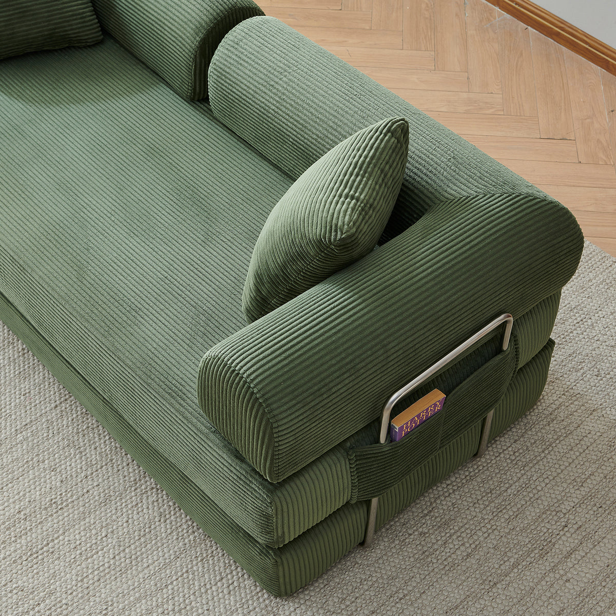 Convertible Floor Sofa Bed – Pillow Back Support, Armrest Loveseat, Boneless Couch Sleeper