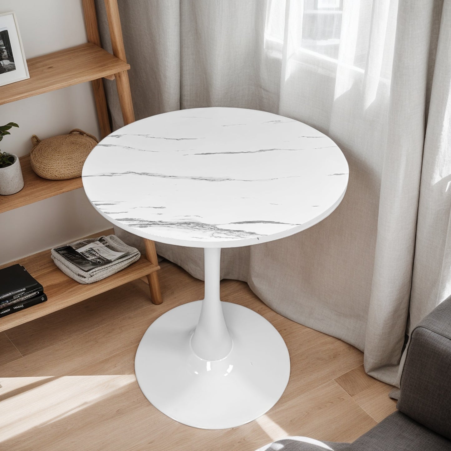 Round Coffee  Table, Modern Dining Table, MDF Top and Steel Base Tulip Round Kitchen Table