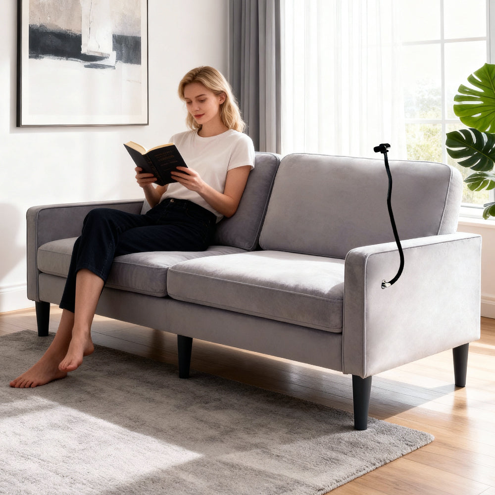 Modern Loveseat Sofa for Living Room | Linen Recliner, Removable Cover, Spring Cushions, Solid Wood Frame – Easy Assembly for Small Spaces (Gray)