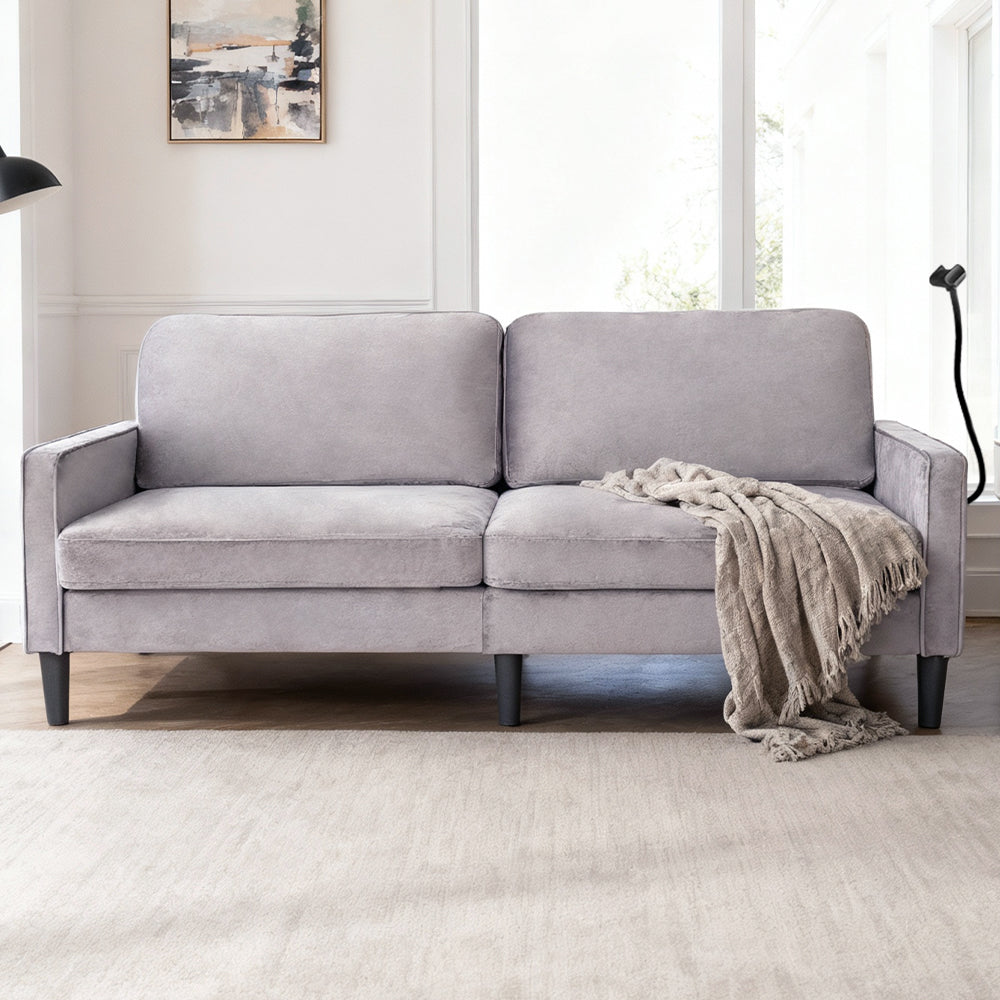 Modern Loveseat Sofa for Living Room | Linen Recliner, Removable Cover, Spring Cushions, Solid Wood Frame – Easy Assembly for Small Spaces (Gray)