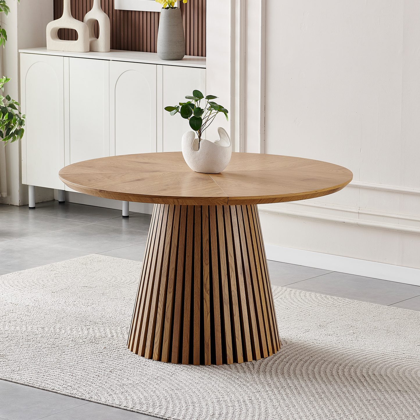 Modern round kitchen wooden dining table