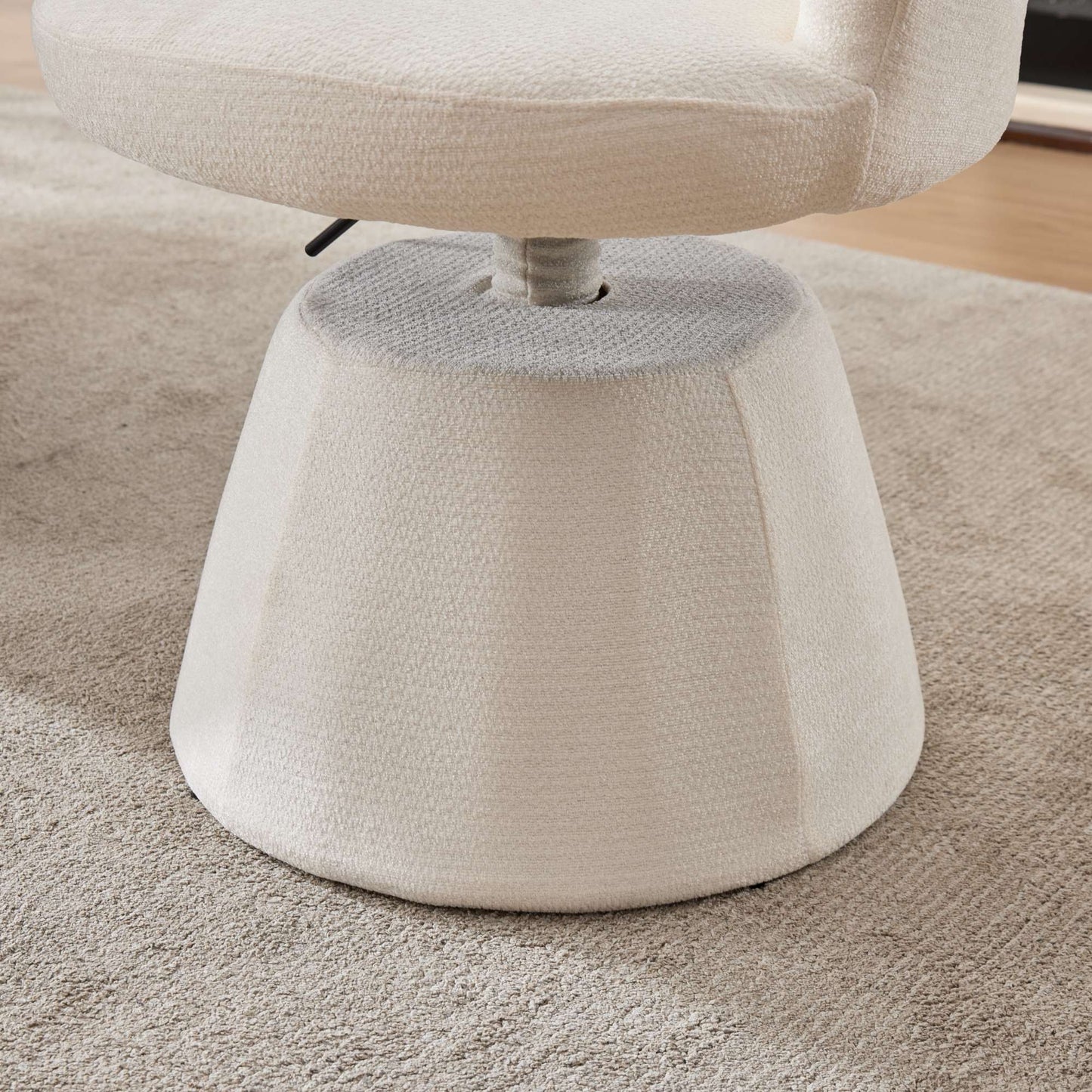 Adjustable Height 360° Swivel Bar Stool | Modern Chenille Upholstered Round Dining Chair – Terracotta &amp; Beige