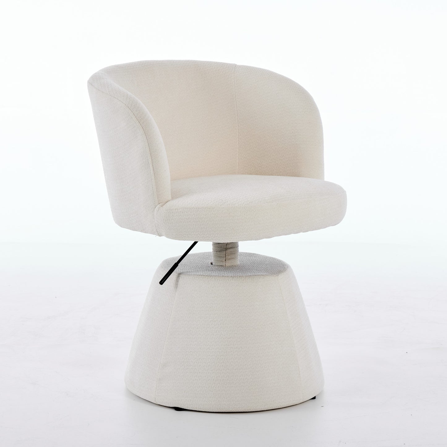 Adjustable Height 360° Swivel Bar Stool | Modern Chenille Upholstered Round Dining Chair – Terracotta &amp; Beige