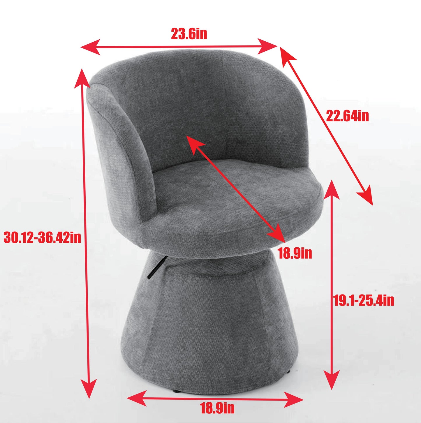 Adjustable Height 360° Swivel Bar Stool | Modern Chenille Upholstered Round Dining Chair – Terracotta &amp; Beige