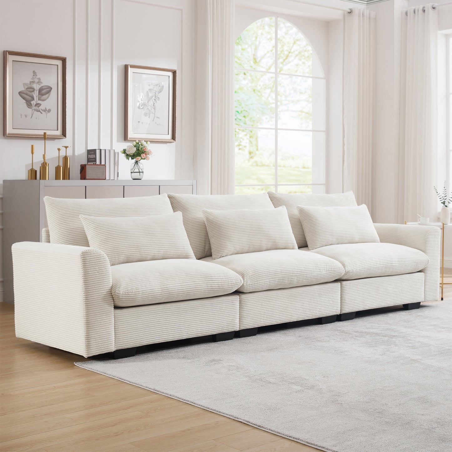 Corduroy Deep Seat Accent Chair & Loveseat Sofa & 3 Seaters & 4 Seaters Couches – Modular Sofa Collection