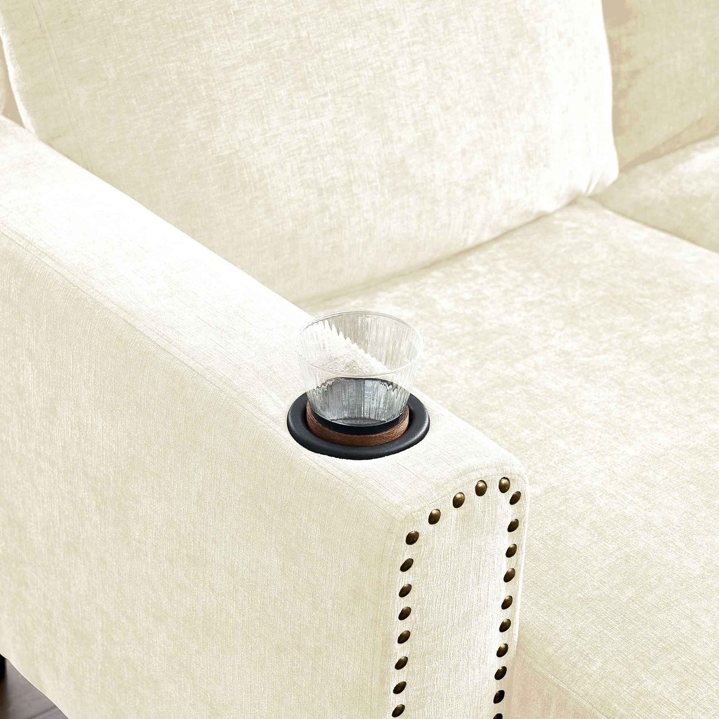 Chenille 3 Seat L-Shape Sectional Sofa with Storage Chaise