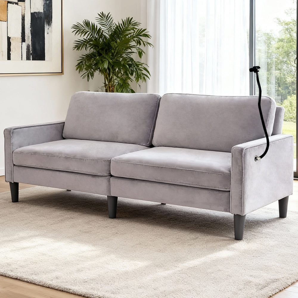 Modern Loveseat Sofa for Living Room | Linen Recliner, Removable Cover, Spring Cushions, Solid Wood Frame – Easy Assembly for Small Spaces (Gray)