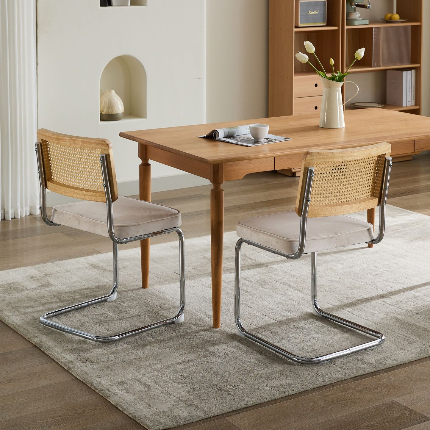 Mid Century Modern Dining Chairs Set of 2 Velvet 3 Colors