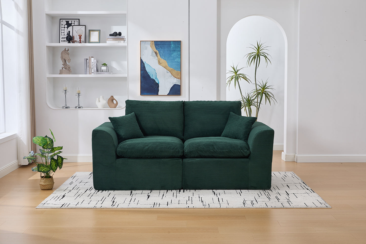 Comfy Cloud Modern Sofa – 2-Seater with Removable Covers | No Assembly, Corduroy Fabric, 8 Colors
