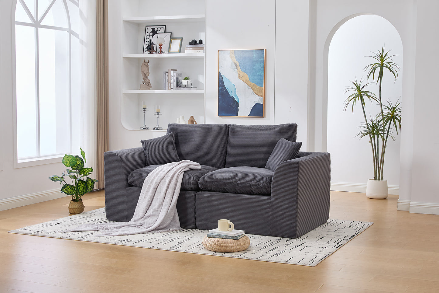 Comfy Cloud Modern Sofa – 2-Seater with Removable Covers | No Assembly, Corduroy Fabric, 8 Colors